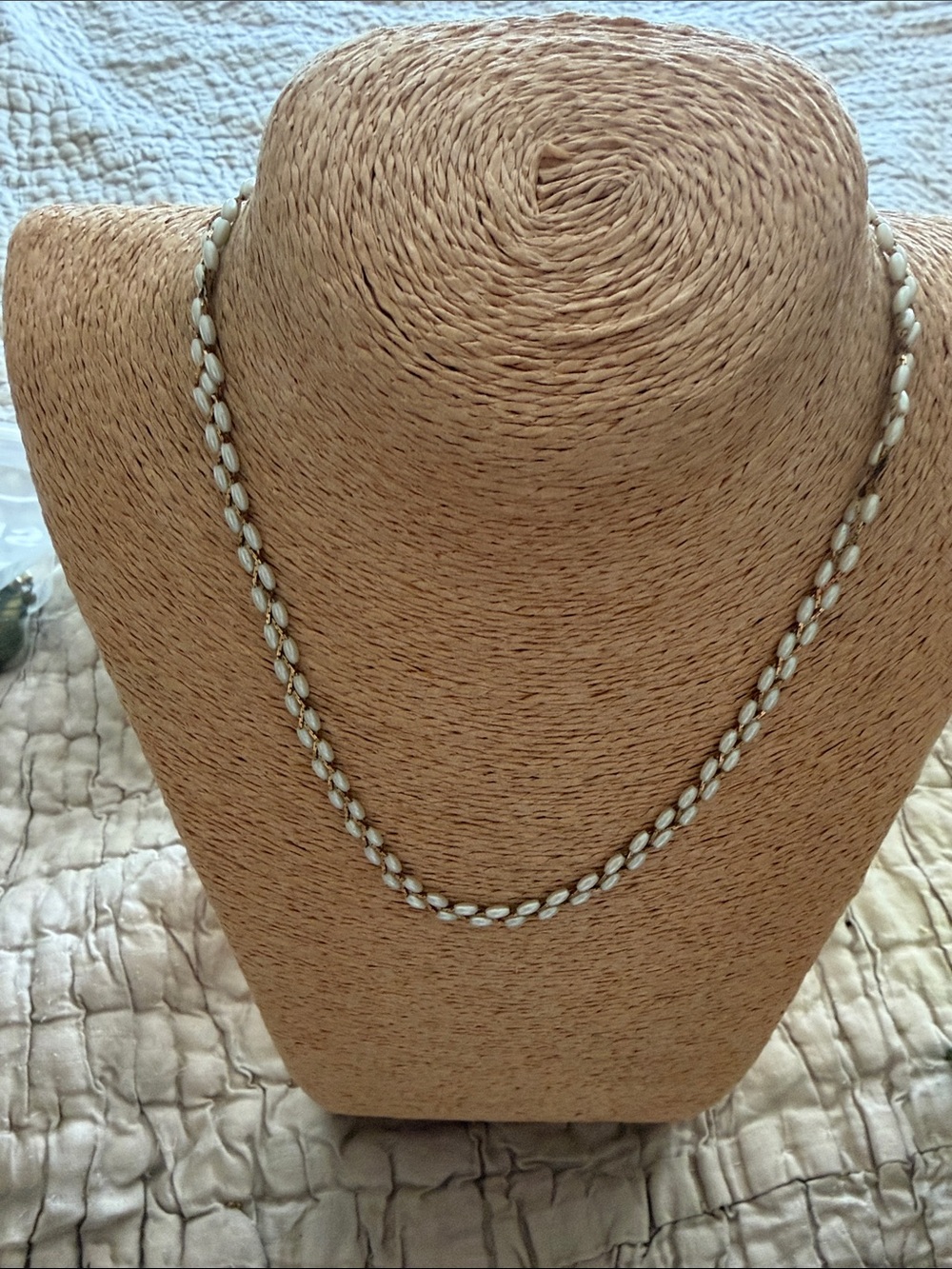 Vintage Napier Pearl necklace strung on two gold filled chains and they appear